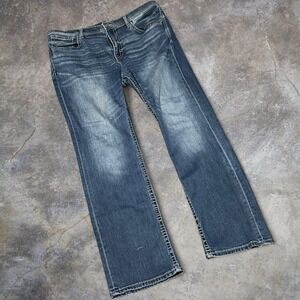 BKE Tyler Mens Jeans 36x32 Relaxed Fit Straight Leg Blue Denim